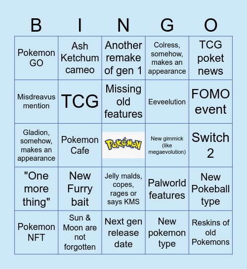 Jelly's Pokemon Present cope bingo Card
