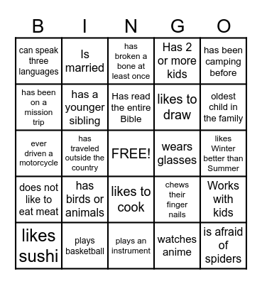 GGU BINGO Card