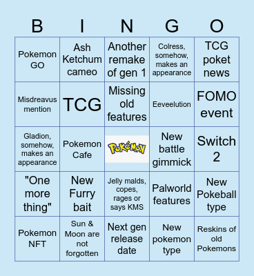 Jelly's Pokemon Present cope bingo Card