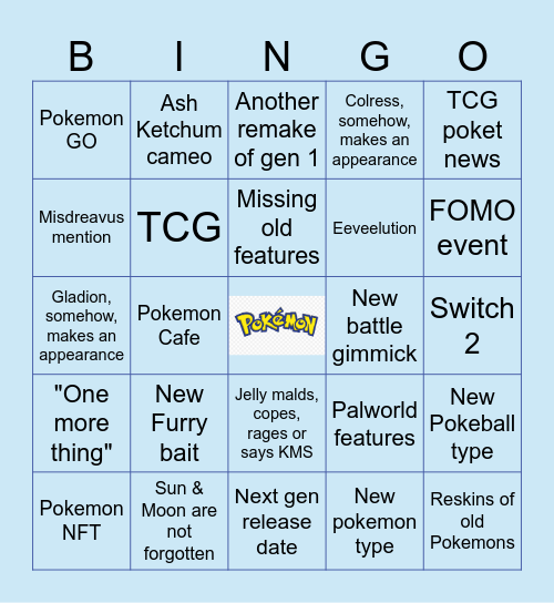 Jelly's Pokemon Present cope bingo Card