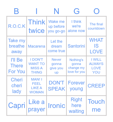HK 50 Bingo Card
