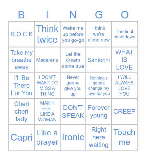 HK 50 Bingo Card