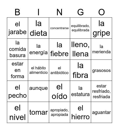 Unidad 3 Parte 1 Bingo Card