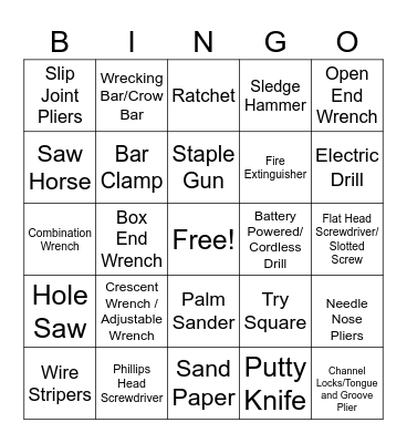 Tool ID BINGO Card