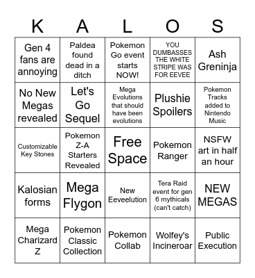Pokemon Day 2025 Bingo Card
