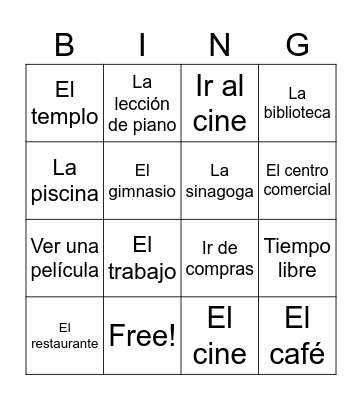 Ch4A-¿Adónde vas? Bingo Card