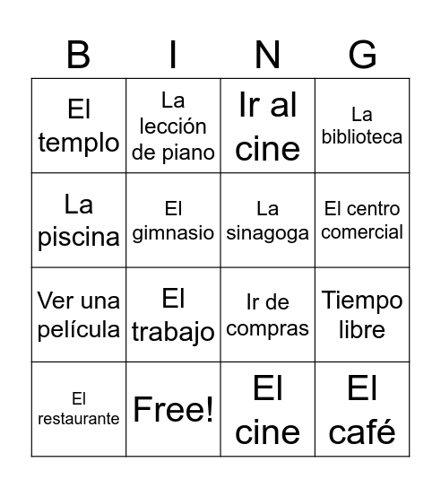 Ch4A-¿Adónde vas? Bingo Card