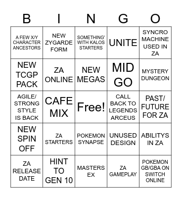 POKEMON PRESENTS 2025 Bingo Card