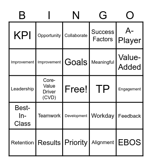 HR BINGO Card