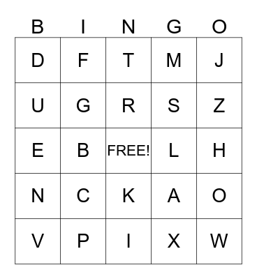 ABC Bingo Card