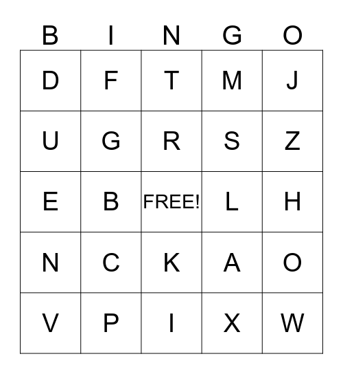 ABC Bingo Card