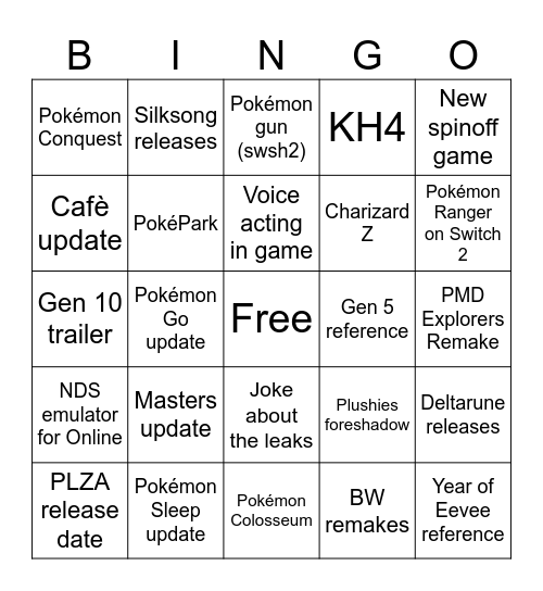 Pokémon Day 2025 Bingo Card