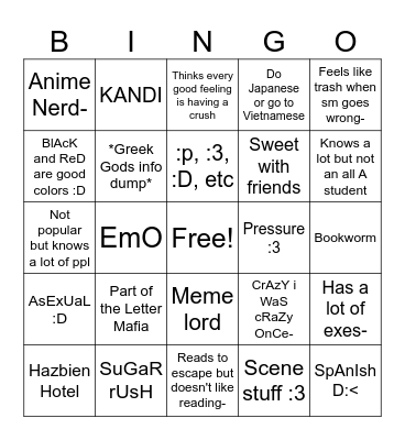 Onyx Bingo! Bingo Card