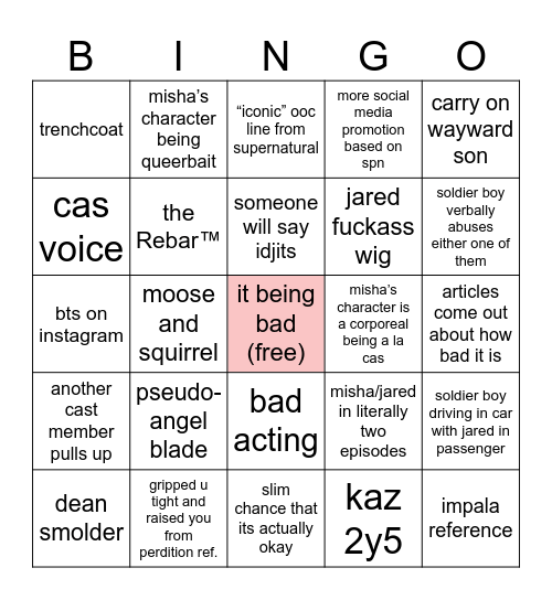 the boys s5 shitshow Bingo Card