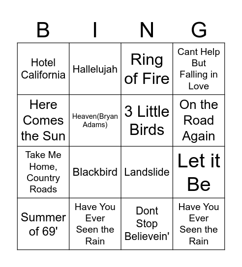 MUSIC Bingo Card