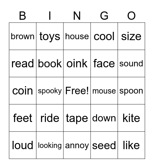Valentina's Magic E, ee, ea, oo, oy, oi, ou, ow Bingo Card