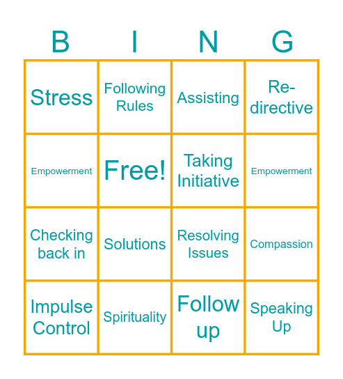 Accountability Huddle Bingo Card