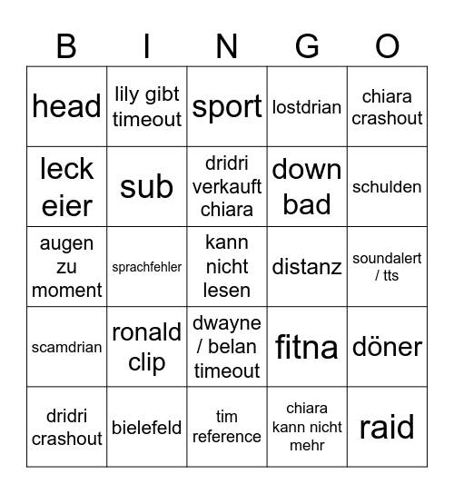 It takes two Bingo Card