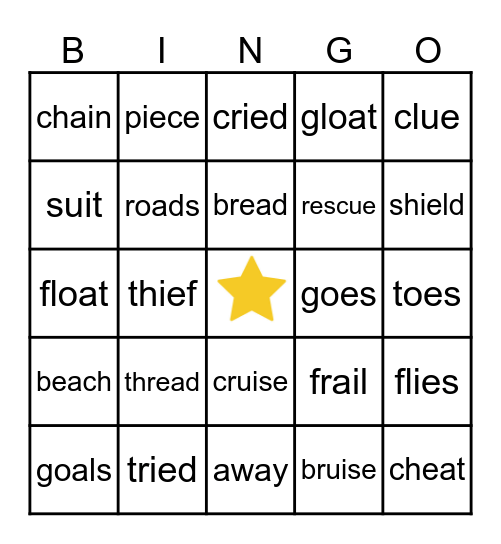 Vowel Teams Bingo Card