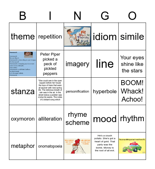 Poetry Bingo Card