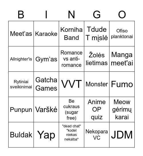 r/Japonija Bingo Card