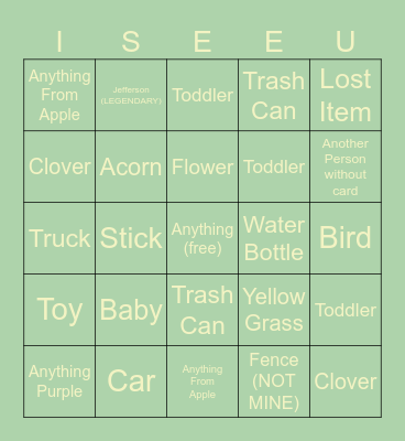 I Spy Bingo Card