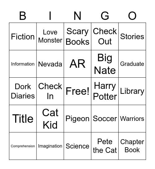 Nevada Reading Week - Art Room BINGO Card