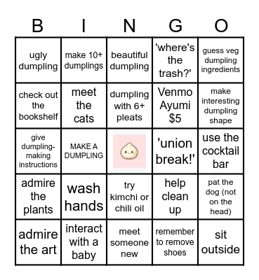 DUMPLING NIGHT Bingo Card
