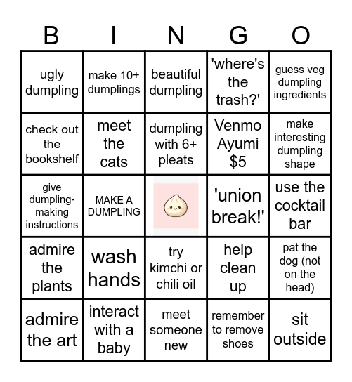 DUMPLING NIGHT Bingo Card