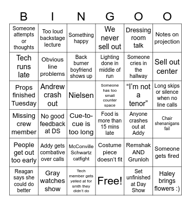 Tech week Bingo Card