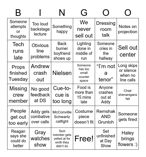 Tech week Bingo Card