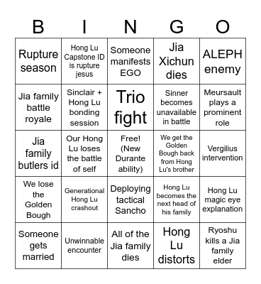 Canto 8 Bingo Card