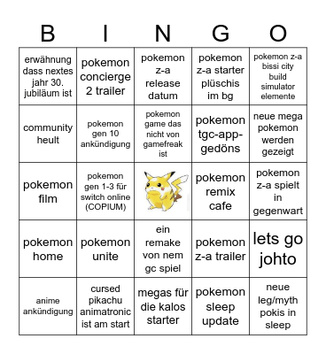 pokemon direct bingo Card