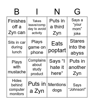 French Bingo Card
