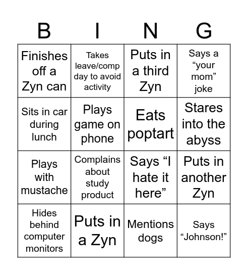 French Bingo Card
