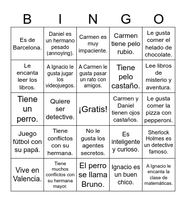 Daniel el detective Ch. 1 Bingo Card