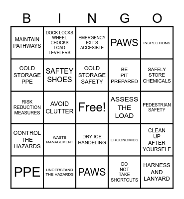 DC SAFTEY BINGO Card