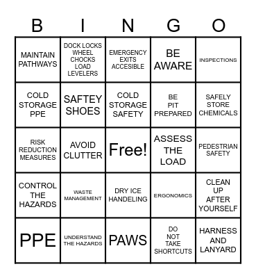 DC SAFTEY Bingo Card