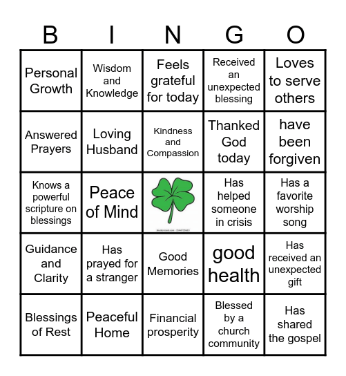 Blessing Bingo Card