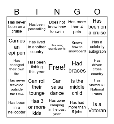 Fourth Quarter Fun Bingo Card