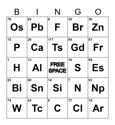 PERIODIC BINGO Card