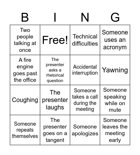 Wetlands Meeting! Bingo Card