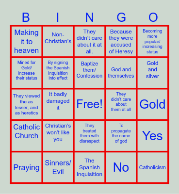 Spanish Bingo Card