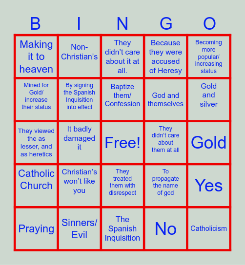 Spanish Bingo Card