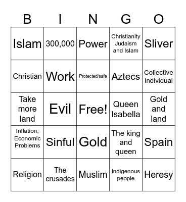 Spanish Bingo Card