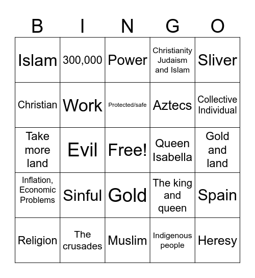 Spanish Bingo Card