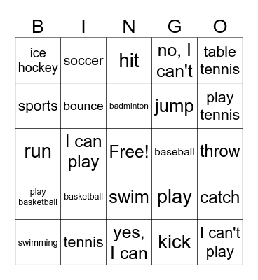 Chapter 16 Sports Bingo Card