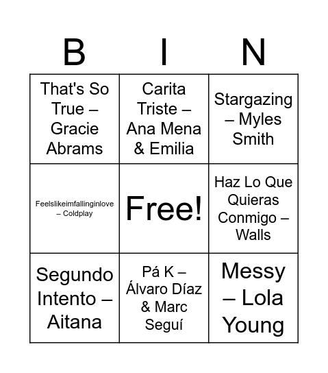 ÓScar y CAro Bingo Card