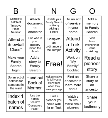 March of Israel Bingo Card