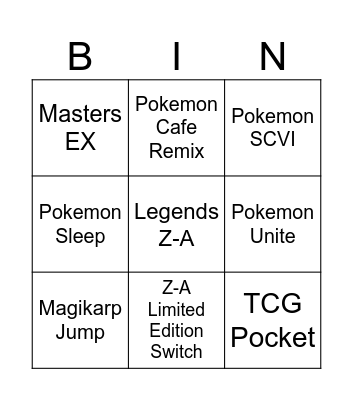 Pokemon Day 2025: Bingo Card